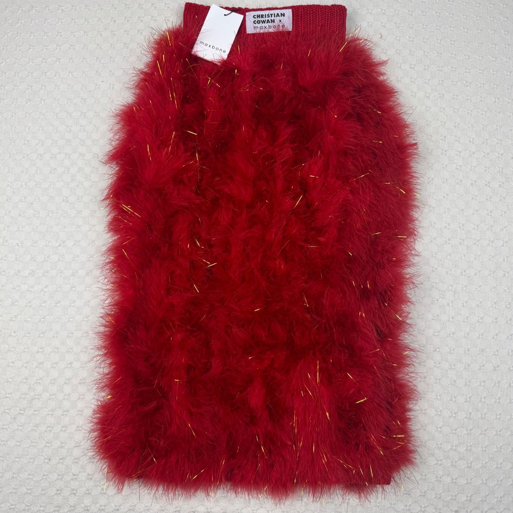 Christian Cowan x maxbone Holiday‎ Glitz Jumper Dog Sweater XXL Red Feather